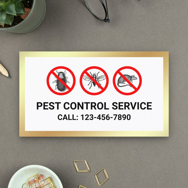 White Gold Bugs Removal Pest Control Service Business Card (Creator Uploaded)