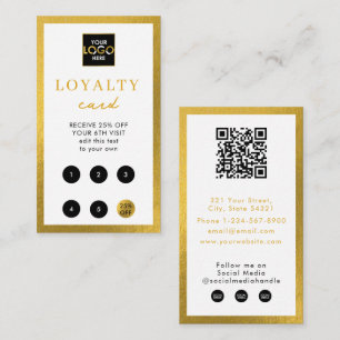 White Gold Business Logo QR Code Loyalty  Business Card