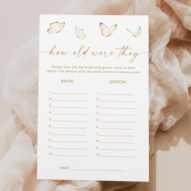 White Gold Butterfly Bridal Shower Guess Age Game (Creator Uploaded)