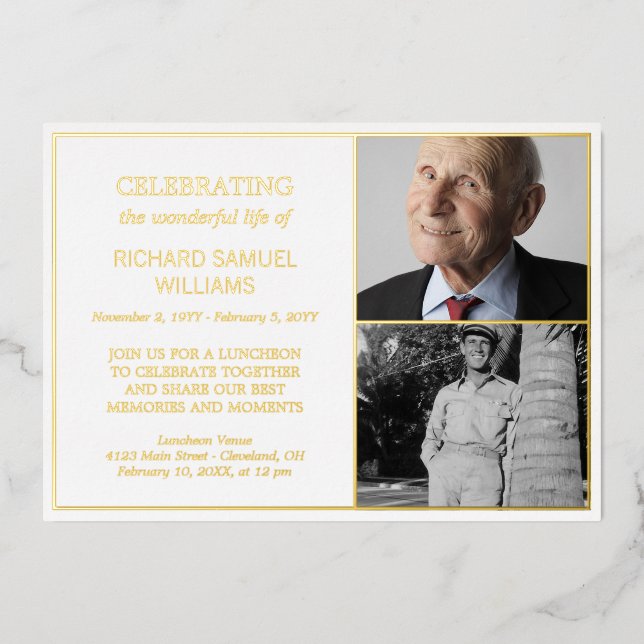 White Gold Celebrating Life 2 Photos Memorial (Front)