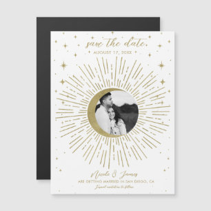 White Gold Celestial Sunburst Photo Save The Date