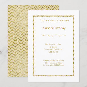 WHITE GOLD CHEVRON TRIM ALL OCASSION INVITATION