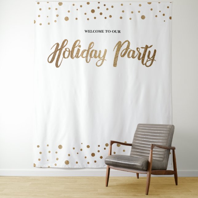 White Gold Christmas Company Holiday Backdrop Tapestry (In Situ)