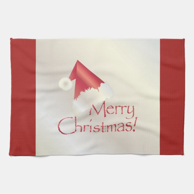 White gold Christmas Kitchen Towel (Horizontal)