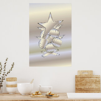 White gold Christmas Poster