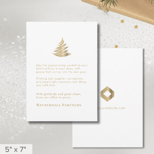 White Gold Christmas Tree Business Logo  Holiday Card