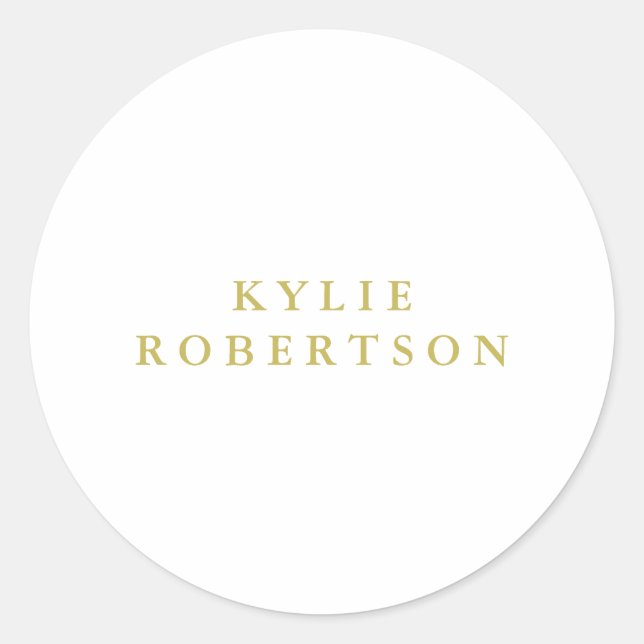 White & Gold Colours Professional Trendy Plain Classic Round Sticker (Front)