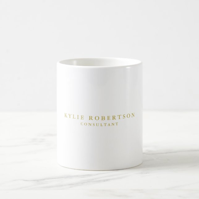 White & Gold Colours Professional Trendy Plain Coffee Mug (Center)