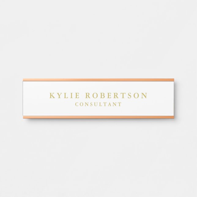 White & Gold Colours Professional Trendy Plain Door Sign (Front)
