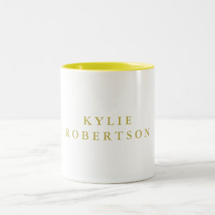 White & Gold Colours Professional Trendy Plain Two-Tone Coffee Mug