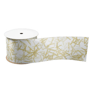 White Gold Confetti Birthday Satin Ribbon