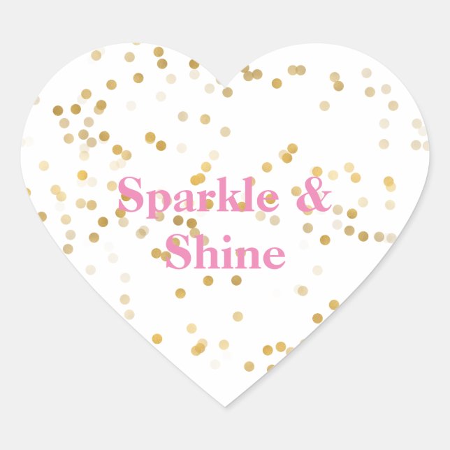 White Gold Confetti Heart Sticker (Front)