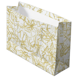 White Gold Confetti Music Notes Birthday Large Gift Bag