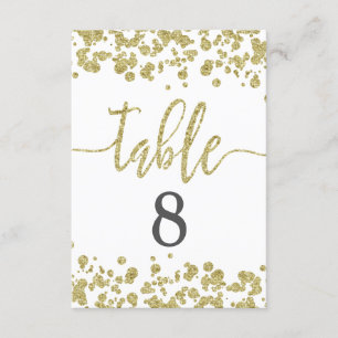White & Gold Confetti Table Number Seating Chart
