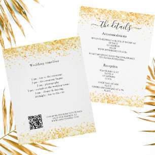 White gold confetti wedding program details QR