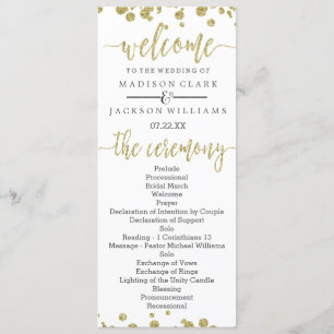 White & Gold Confetti Wedding Programme