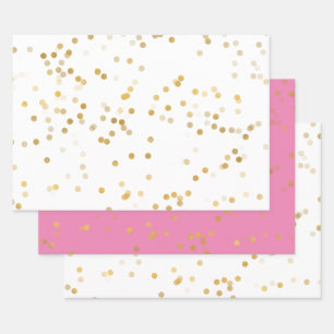 White Gold Confetti Wrapping Paper Sheet