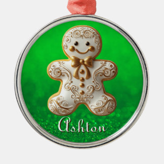 White & Gold Cookie  Metal Ornament