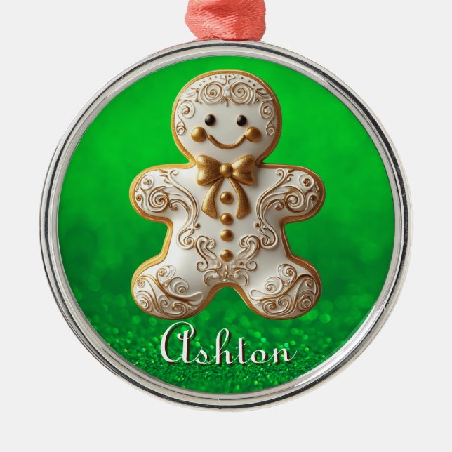 White & Gold Cookie  Metal Ornament (Front)