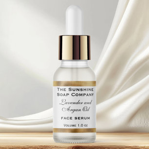 White & gold cosmetics dropper bottle label - tiny