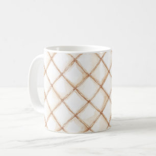 White Gold Cream Stripes Squares Coffee Mug