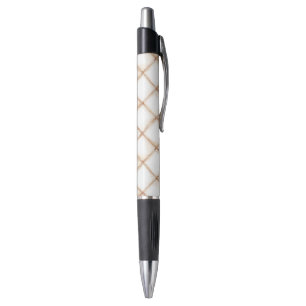 White Gold Cream Stripes Squares Pen