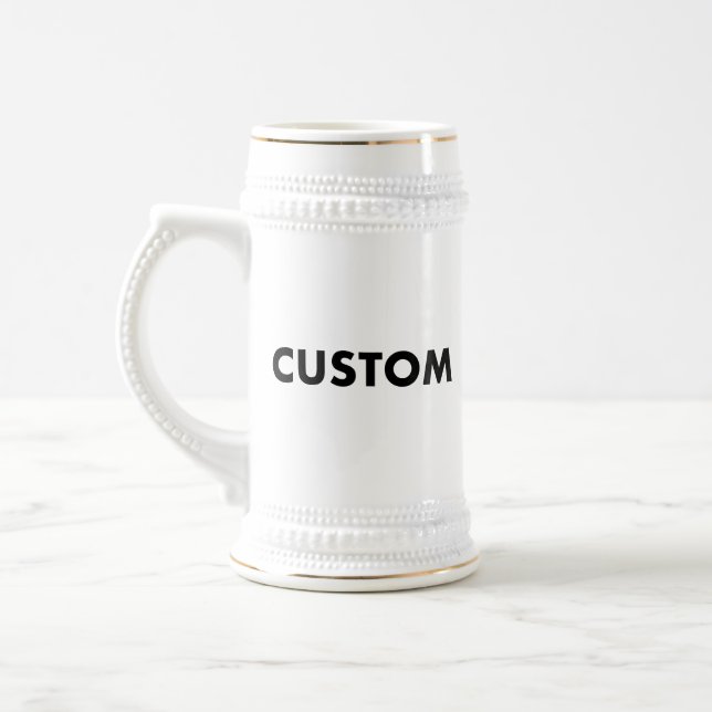 White & Gold Custom Beer Stein Blank Template 22oz (Left)