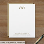 White Gold Custom Logo Letterhead<br><div class="desc">Make a professional statement with our White and Gold Business Letterhead with Custom Logo. This letterhead design features a customizable template logo on a clean white background with your company name and contact information elegantly presented in golden sans serif typography. The back features a solid golden background, bringing continuity to...</div>