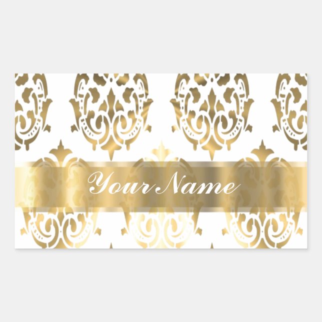 White & gold damask sticker (Front)