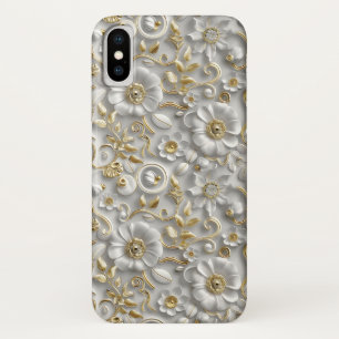 White Gold Decorative 3D Flora Floral Case-Mate iPhone Case