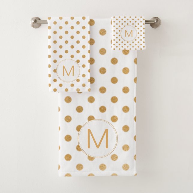 White Gold Dot Monogram set, U can change colour Bath Towel Set (Insitu)