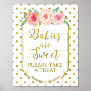 White Gold Dots Babies are Sweet Favours Sign