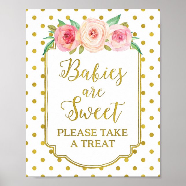 White Gold Dots Babies are Sweet Favours Sign (Front)