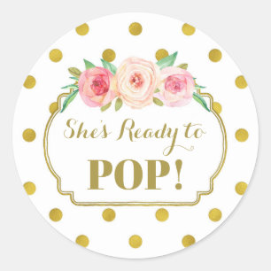 White Gold Dots She's Ready to Pop Favour Tags