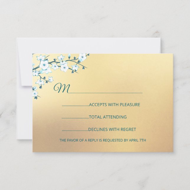 White Gold Elegant Floral RSVP Card (Front)