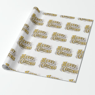 White Gold Elegant Merry Christmas Rustic Vintage  Wrapping Paper
