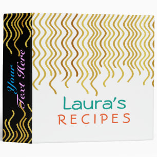 White Gold Elegant Swirl Curves Recipe Binder