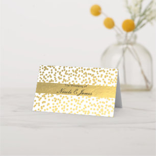 White & Gold Faux Foil Glam Modern Table Seating Place Card