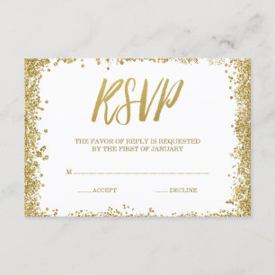 White Gold Faux Glitter RSVP