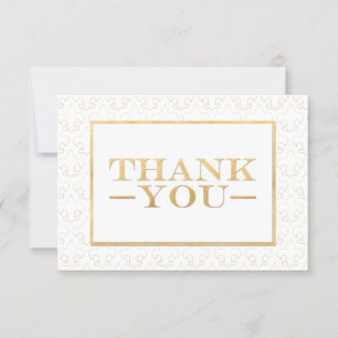 White & Gold Fleur De Lis Wedding Thank You Cards