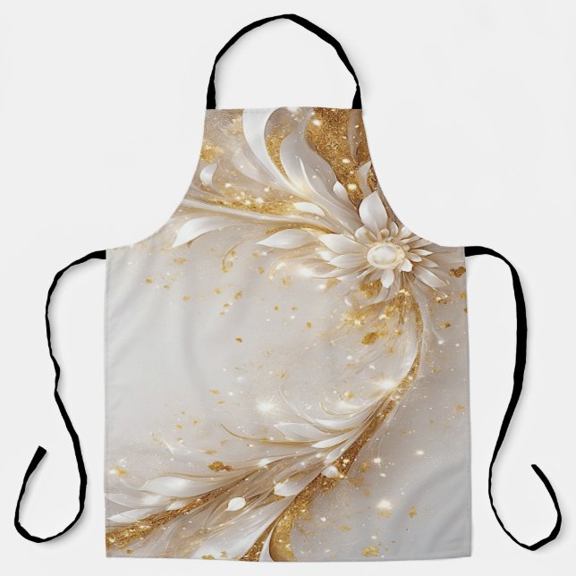 White Gold Floral Apron (Front)
