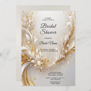 White Gold Floral Bridal Shower Invitation