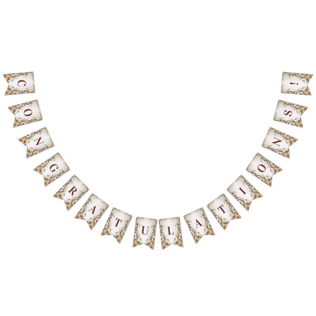 White Gold Floral Bunting Flag (All)