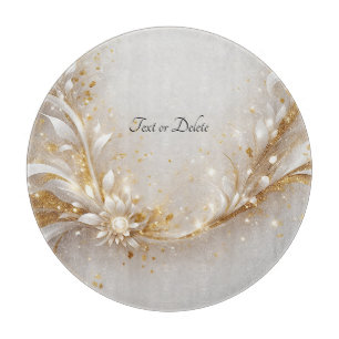 White Gold Floral Cutting Board