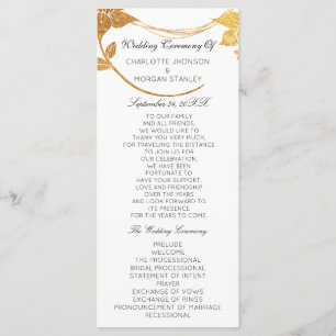 White Gold Floral Event Wedding Program Offical