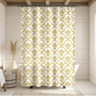 White & Gold Floral Geometric Damasks