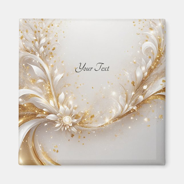 White Gold Floral Magnet (Front)