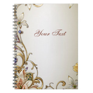 White Gold Floral Notebook