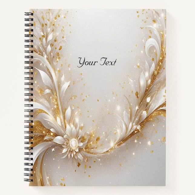 White Gold Floral Notebook (Front)