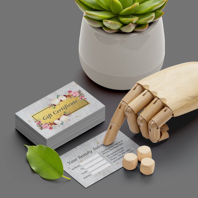 White Gold Floral Salon Boutique Gift Certificate (Creator Uploaded)